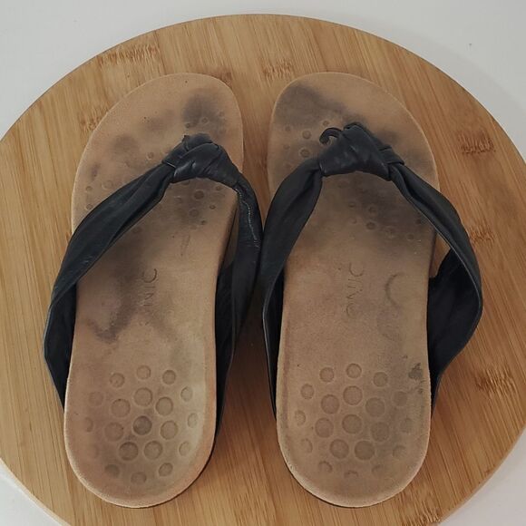 Vionic Pippa Sandals Knotted Leather Thong Sandal Flip Flop Black Size 7 - Picture 5 of 8